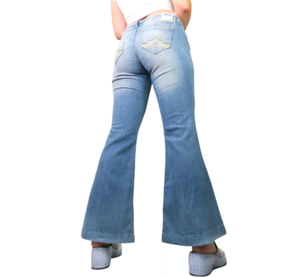 Y2k Almost Famous Flare Leg Jeans Light Wash Low Rise Jeans Ripped Size 1 25"
